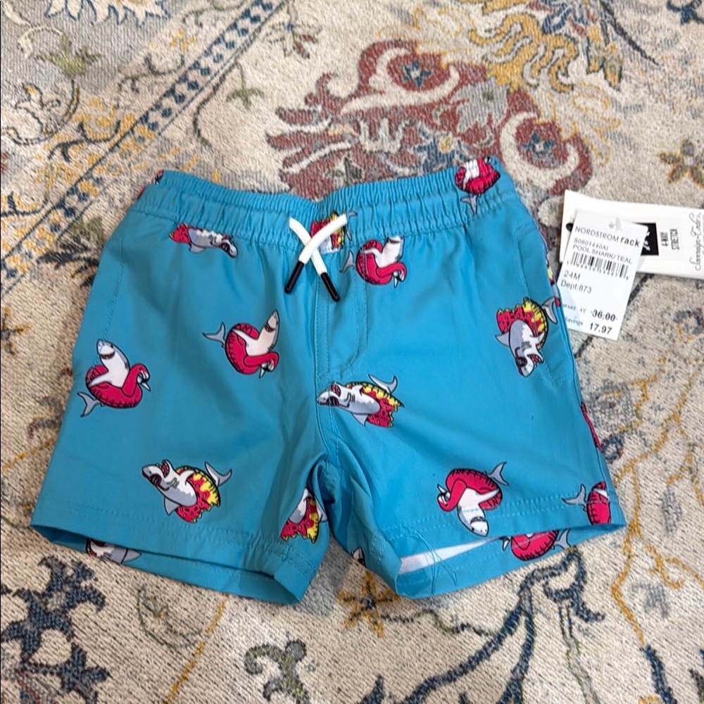 NWT Sovereign Code Blue and Red Swim Trunks